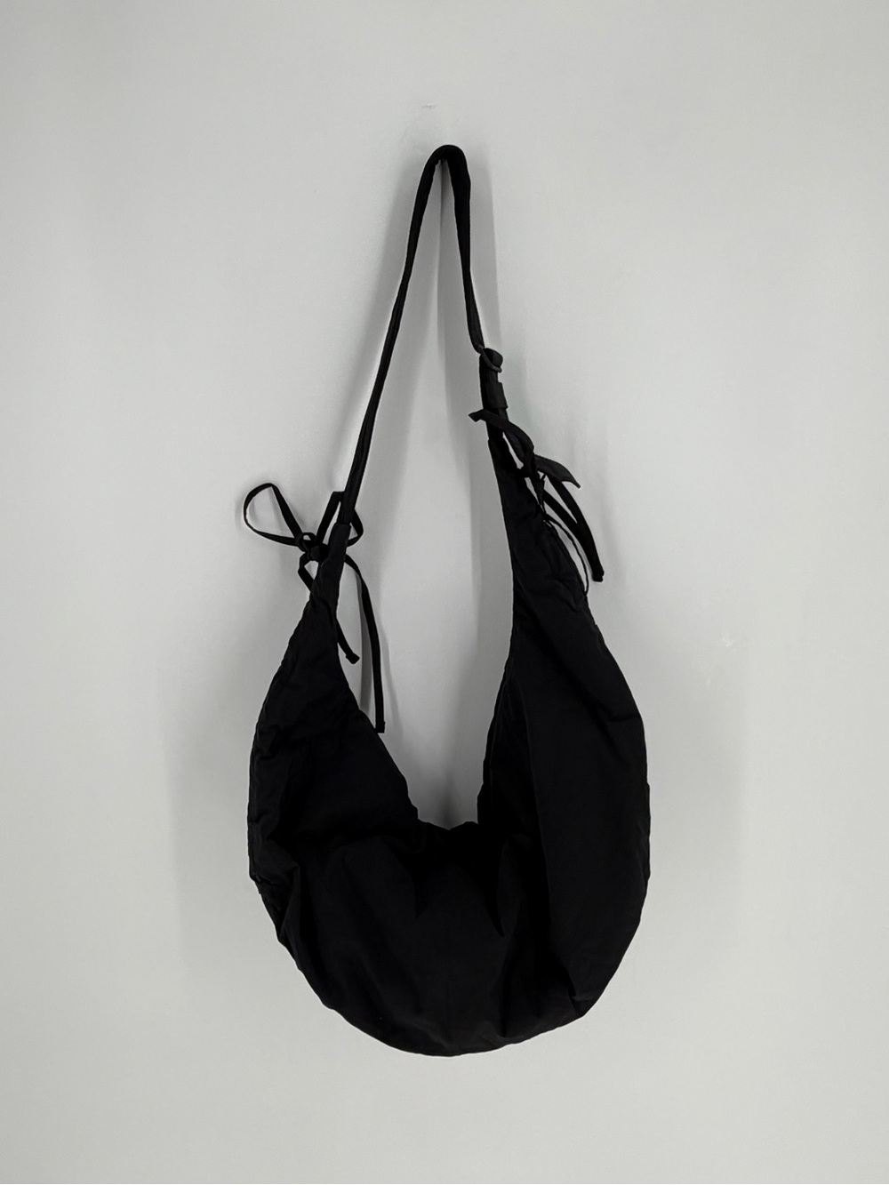 Cos Canopy Oversized Ruched Padded Nylon Crossbody Bag In Black